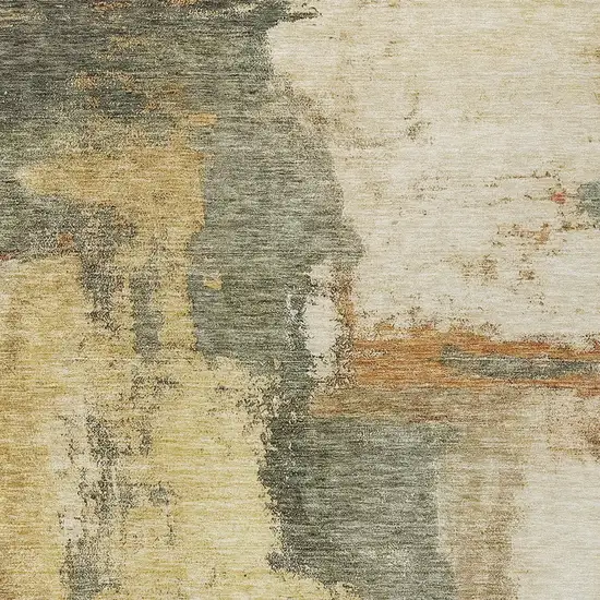 Sage Brown And Beige Abstract Washable Indoor Outdoor Area Rug Photo 5