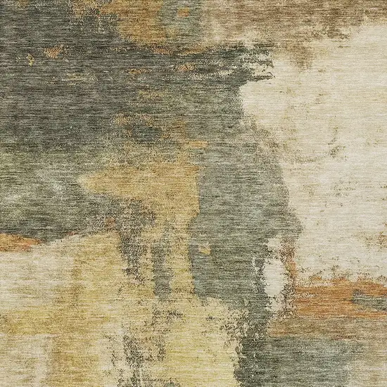 Sage Brown And Beige Abstract Washable Indoor Outdoor Area Rug Photo 5