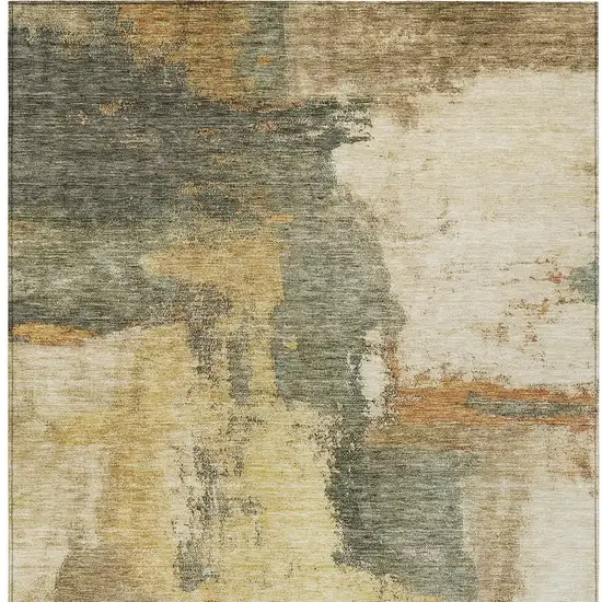 Sage Brown And Beige Abstract Washable Indoor Outdoor Area Rug Photo 6