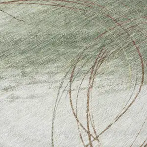 Photo of Sage Brown And Ivory Abstract Washable Indoor Outdoor Area Rug