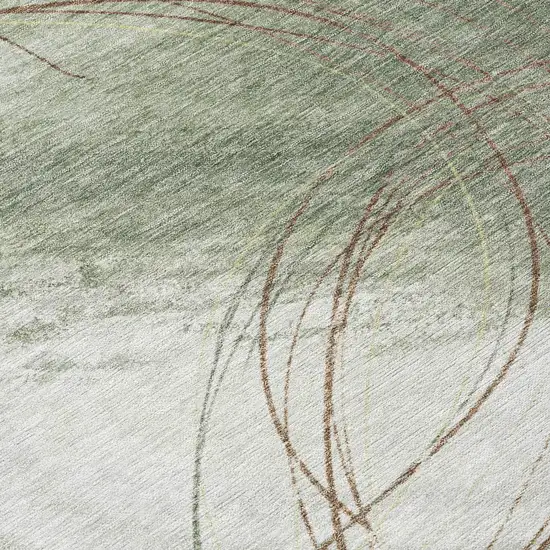 Sage Brown And Ivory Abstract Washable Indoor Outdoor Area Rug Photo 1