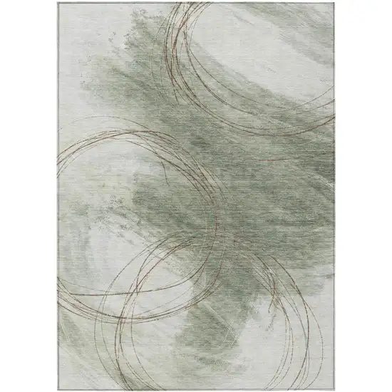 Sage Brown And Ivory Abstract Washable Indoor Outdoor Area Rug Photo 8
