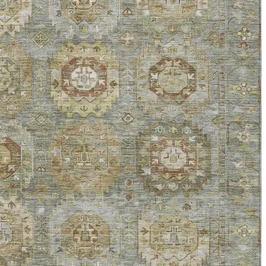 Sage Brown And Taupe Medallion Washable Indoor Outdoor Area Rug Photo 4