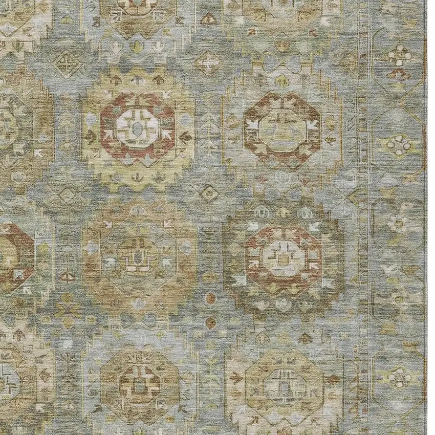 Sage Brown And Taupe Medallion Washable Indoor Outdoor Area Rug Photo 4