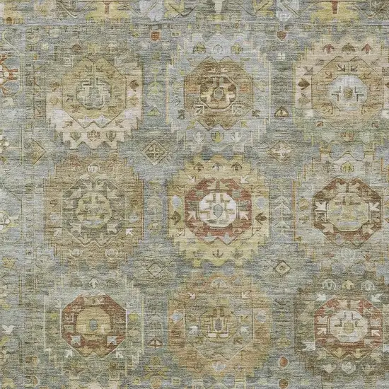 Sage Brown And Taupe Medallion Washable Indoor Outdoor Area Rug Photo 4