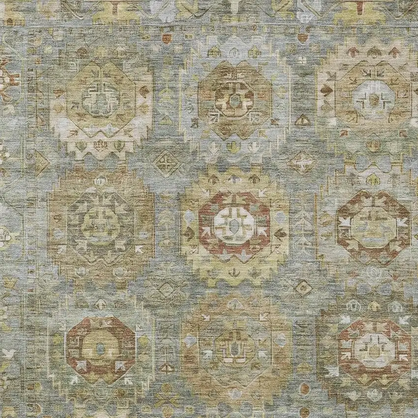 Sage Brown And Taupe Medallion Washable Indoor Outdoor Area Rug Photo 4