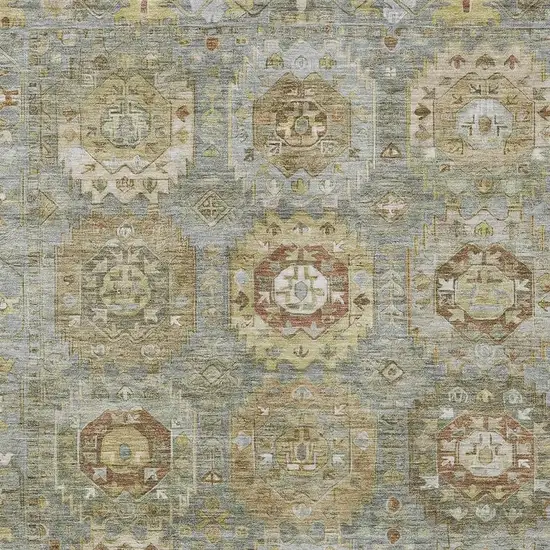 Sage Brown And Taupe Medallion Washable Indoor Outdoor Area Rug Photo 3