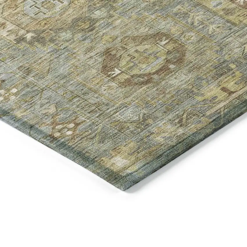 Sage Brown And Taupe Medallion Washable Indoor Outdoor Area Rug Photo 6
