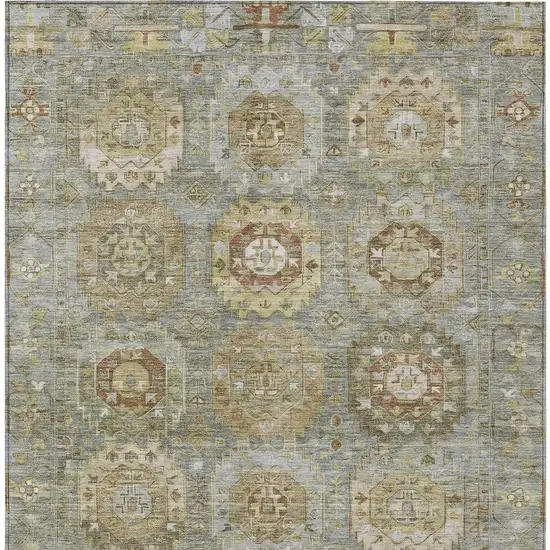 Sage Brown And Taupe Medallion Washable Indoor Outdoor Area Rug Photo 8