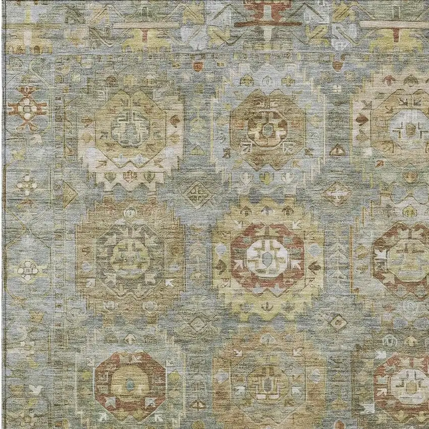 Sage Brown And Taupe Medallion Washable Indoor Outdoor Area Rug Photo 8