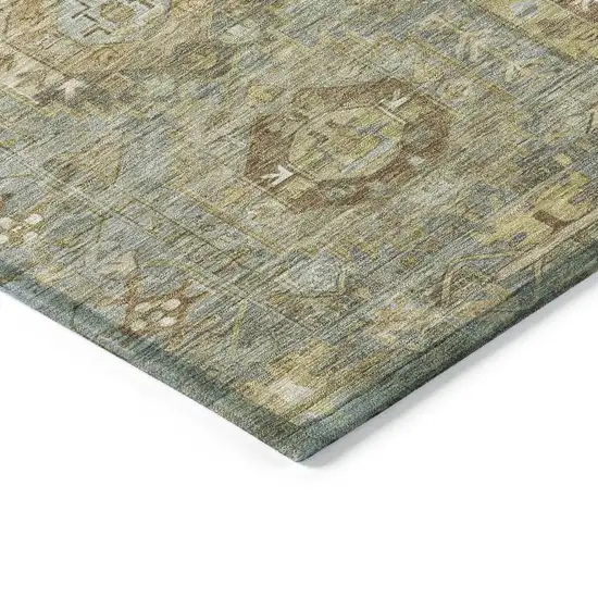 Sage Brown And Taupe Medallion Washable Indoor Outdoor Area Rug Photo 6