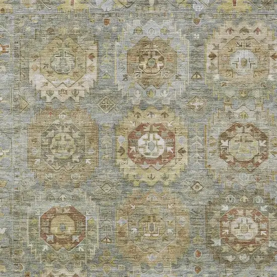 Sage Brown And Taupe Medallion Washable Indoor Outdoor Area Rug Photo 3