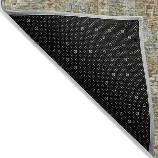 Sage Brown And Taupe Medallion Washable Indoor Outdoor Area Rug Photo 9