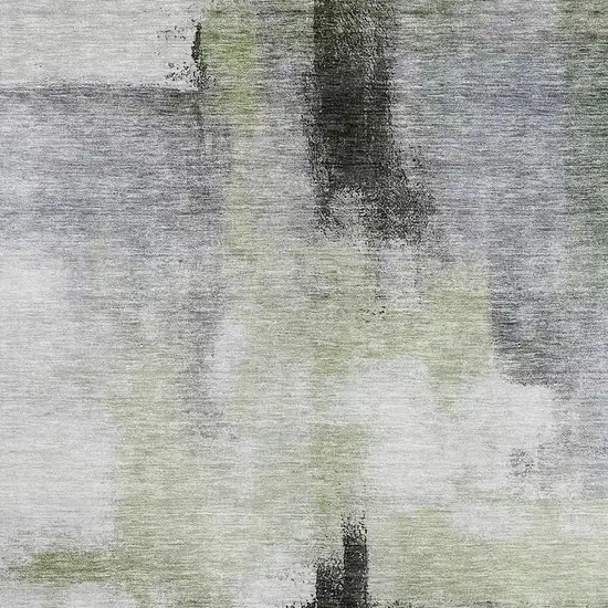 Sage Charcoal And Ivory Abstract Washable Area Rug With UV Protection Photo 3
