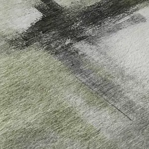 Photo of Sage Charcoal And Ivory Abstract Washable Area Rug With UV Protection