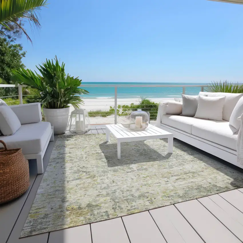 Sage Charcoal And Ivory Abstract Washable Indoor Outdoor Area Rug Photo 9
