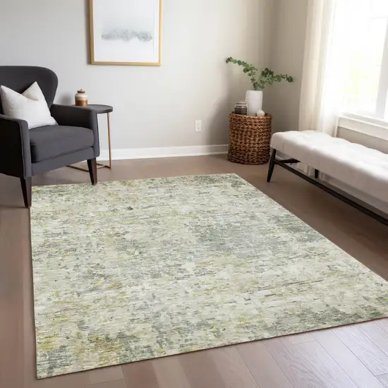 Sage Charcoal And Ivory Abstract Washable Indoor Outdoor Area Rug Photo 9