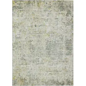 Photo of Sage Charcoal And Ivory Abstract Washable Indoor Outdoor Area Rug