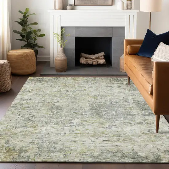 Sage Charcoal And Ivory Abstract Washable Indoor Outdoor Area Rug Photo 8