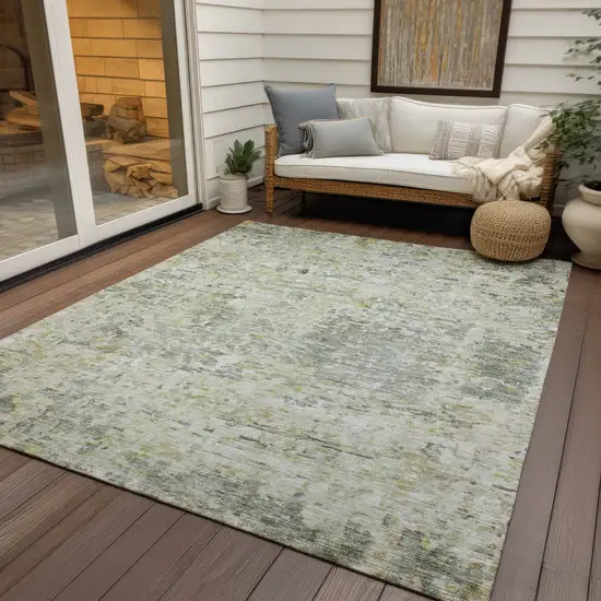 Sage Charcoal And Ivory Abstract Washable Indoor Outdoor Area Rug Photo 7