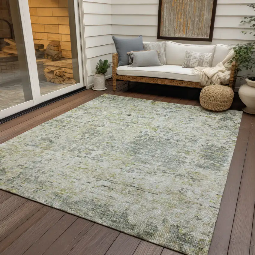Sage Charcoal And Ivory Abstract Washable Indoor Outdoor Area Rug Photo 7
