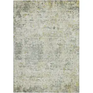 Photo of Sage Charcoal And Ivory Abstract Washable Indoor Outdoor Area Rug