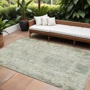 Photo of Sage Charcoal And Ivory Abstract Washable Indoor Outdoor Area Rug