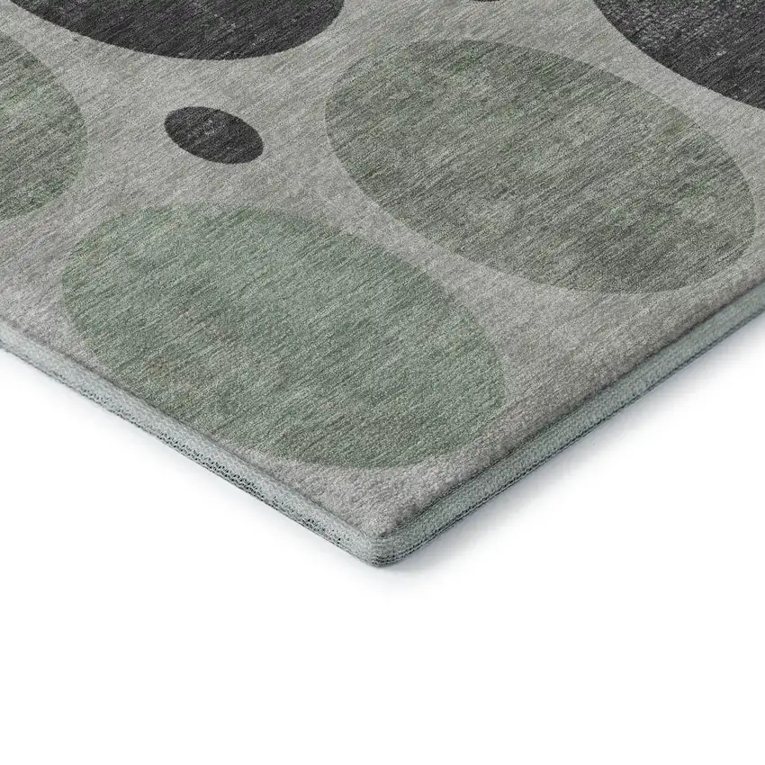 Sage Charcoal And Ivory Geometric Washable Area Rug With UV Protection Photo 8