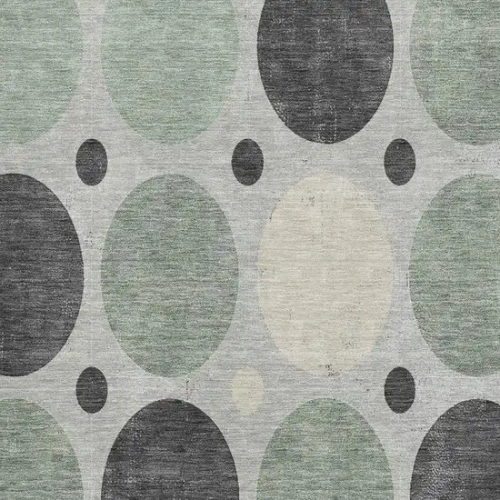 Sage Charcoal And Ivory Geometric Washable Area Rug With UV Protection Photo 3