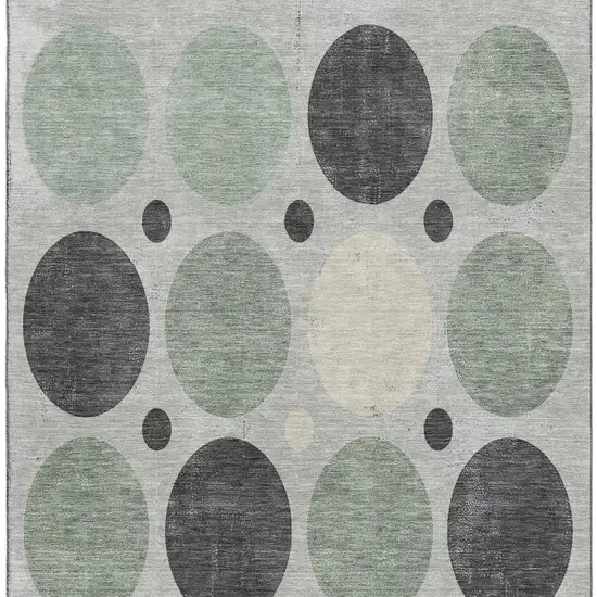 Sage Charcoal And Ivory Geometric Washable Area Rug With UV Protection Photo 4