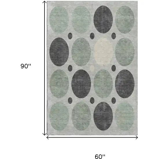 Sage Charcoal And Ivory Geometric Washable Area Rug With UV Protection Photo 9