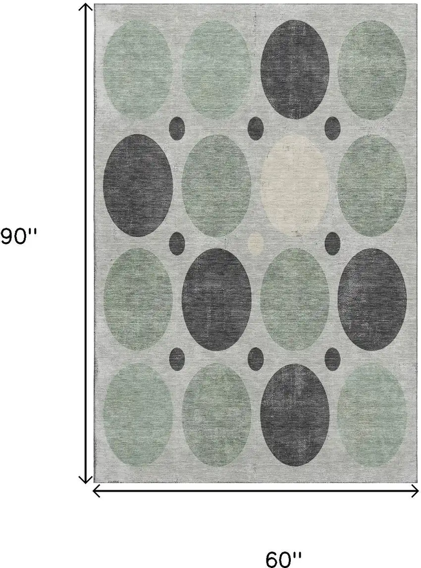 Sage Charcoal And Ivory Geometric Washable Area Rug With UV Protection Photo 9