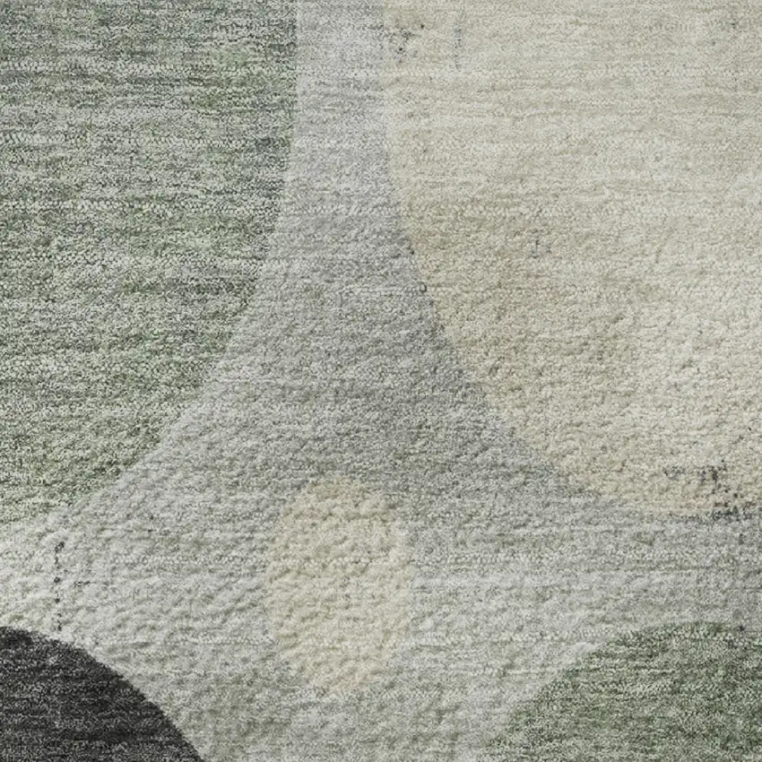 Sage Charcoal And Ivory Geometric Washable Area Rug With UV Protection Photo 8