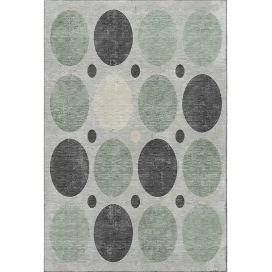 Sage Charcoal And Ivory Geometric Washable Area Rug With UV Protection Photo 4