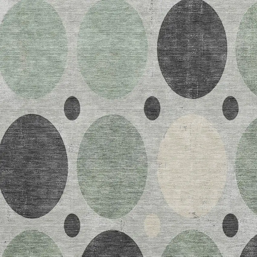 Sage Charcoal And Ivory Geometric Washable Area Rug With UV Protection Photo 3
