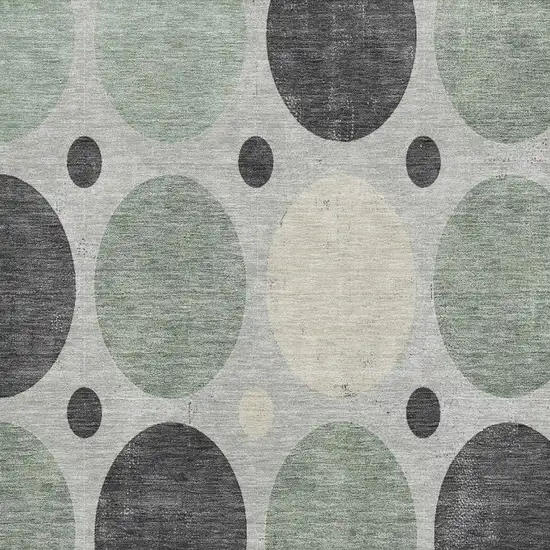 Sage Charcoal And Ivory Geometric Washable Area Rug With UV Protection Photo 3