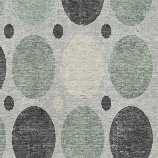 Sage Charcoal And Ivory Geometric Washable Area Rug With UV Protection Photo 3