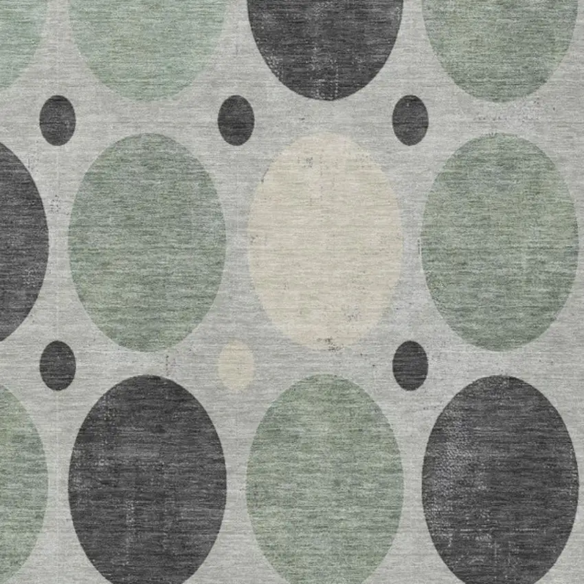 Sage Charcoal And Ivory Geometric Washable Indoor Outdoor Area Rug Photo 3