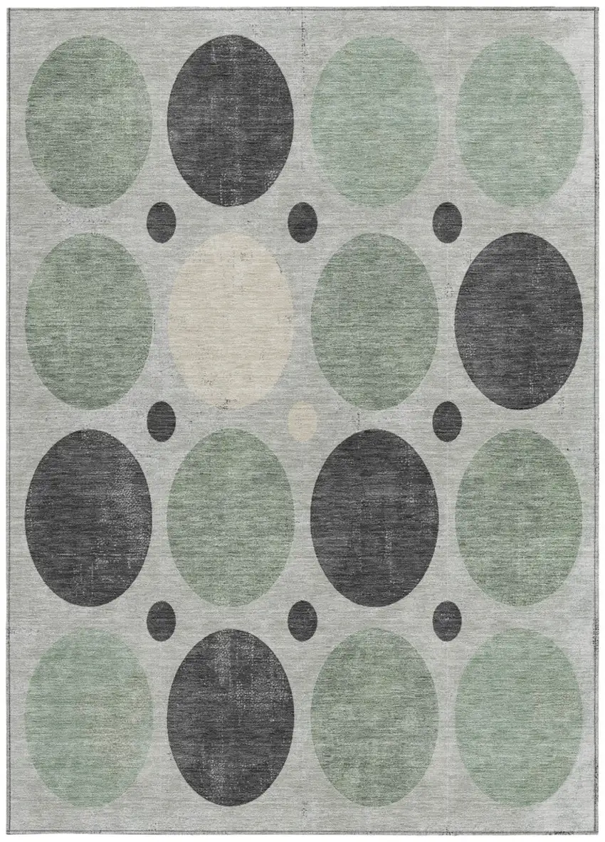 Sage Charcoal And Ivory Geometric Washable Indoor Outdoor Area Rug Photo 3