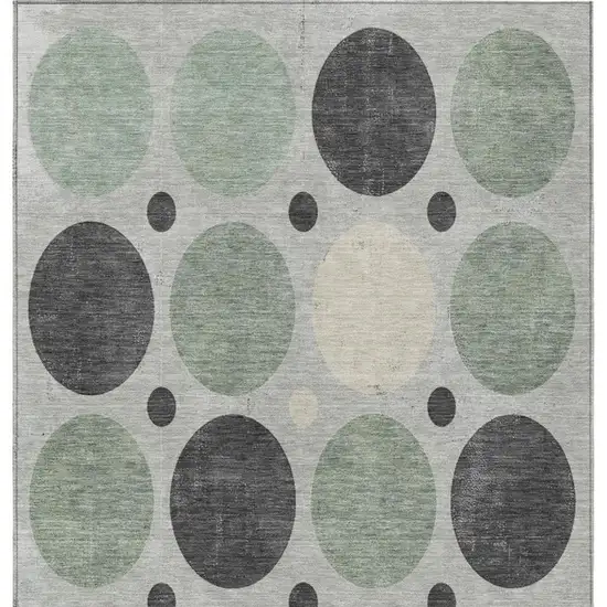 Sage Charcoal And Ivory Geometric Washable Indoor Outdoor Area Rug Photo 4