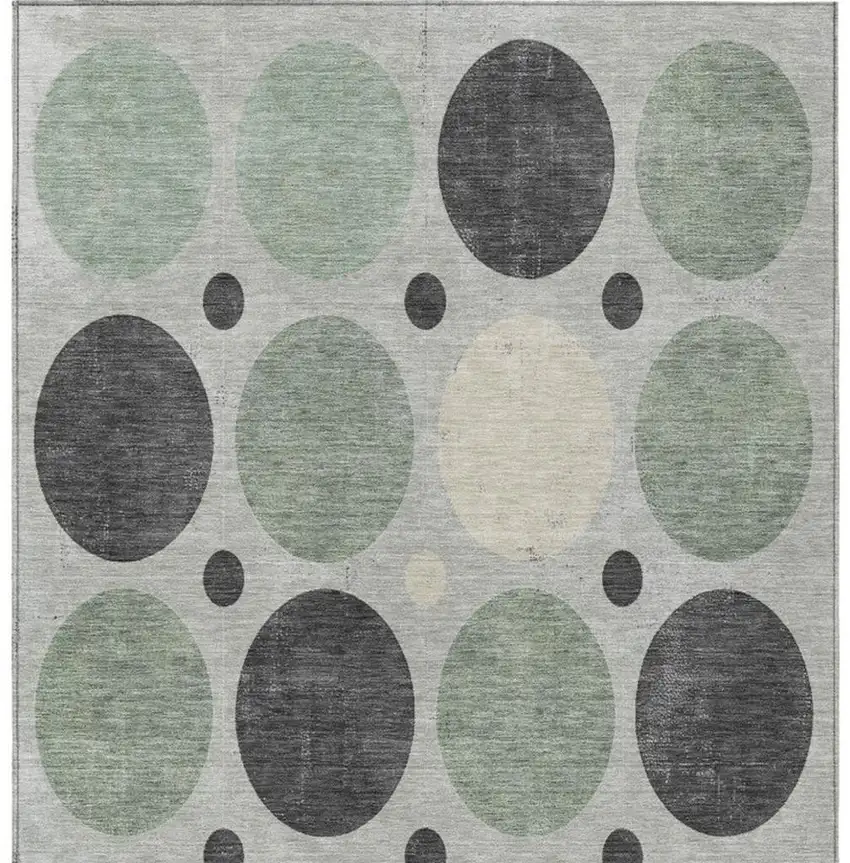 Sage Charcoal And Ivory Geometric Washable Indoor Outdoor Area Rug Photo 4
