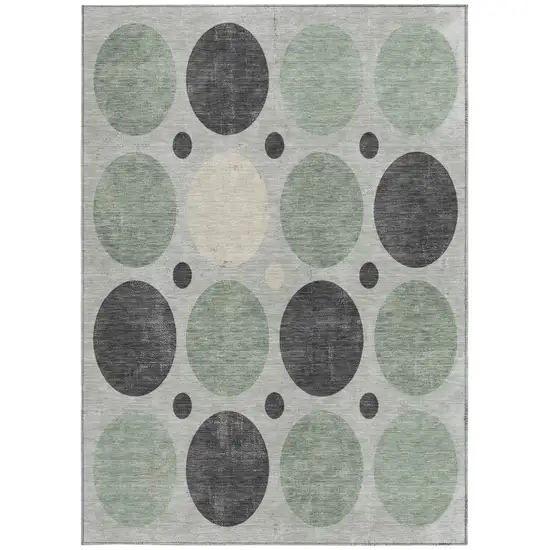 Sage Charcoal And Ivory Geometric Washable Indoor Outdoor Area Rug Photo 3