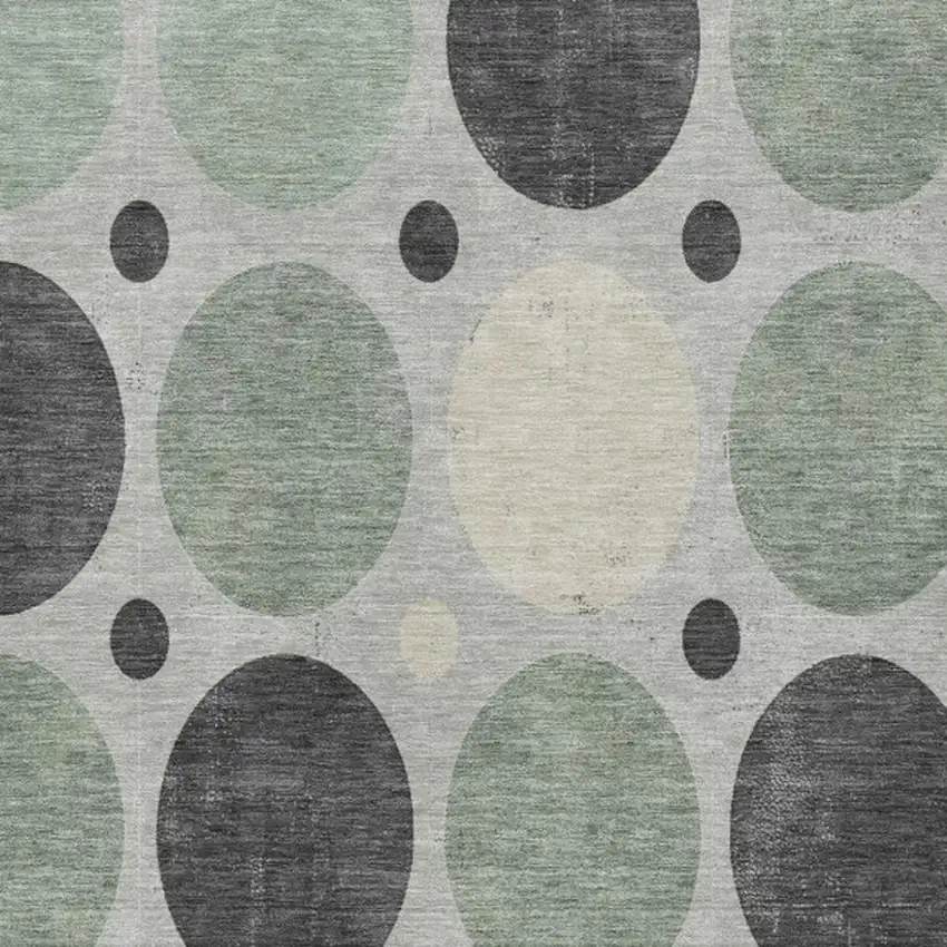 Sage Charcoal And Ivory Geometric Washable Indoor Outdoor Area Rug Photo 3