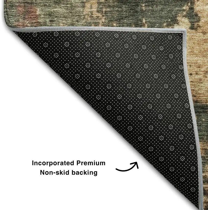 Sage Copper And Gold Abstract Washable Area Rug With UV Protection Photo 4