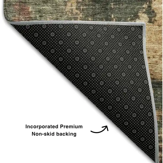 Sage Copper And Gold Abstract Washable Area Rug With UV Protection Photo 4