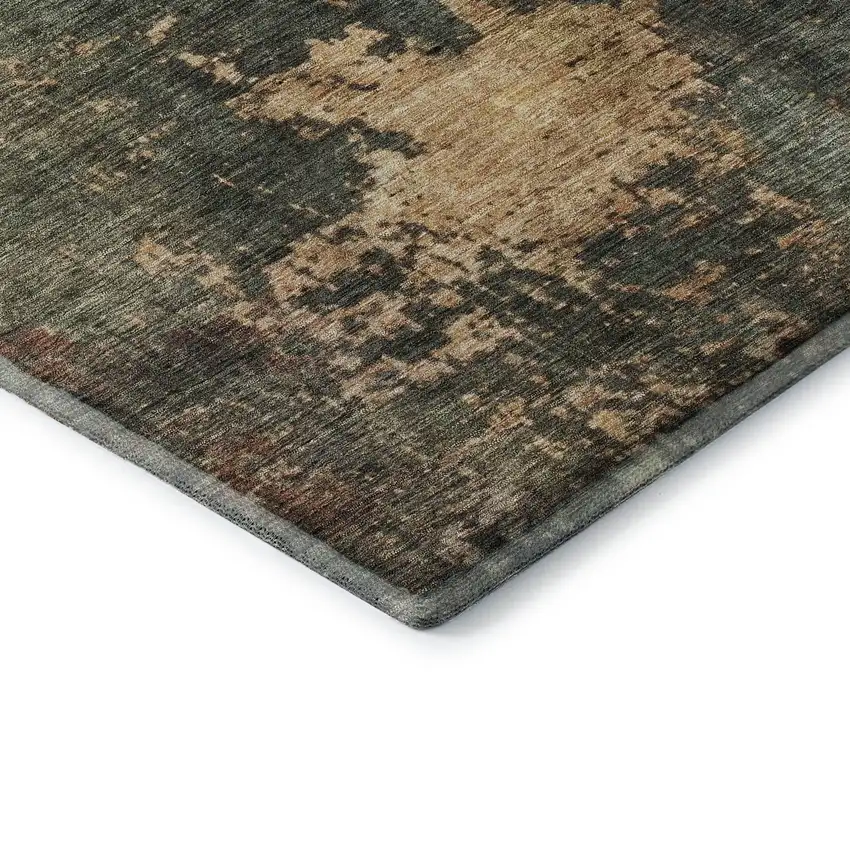 Sage Copper And Gold Abstract Washable Area Rug With UV Protection Photo 5