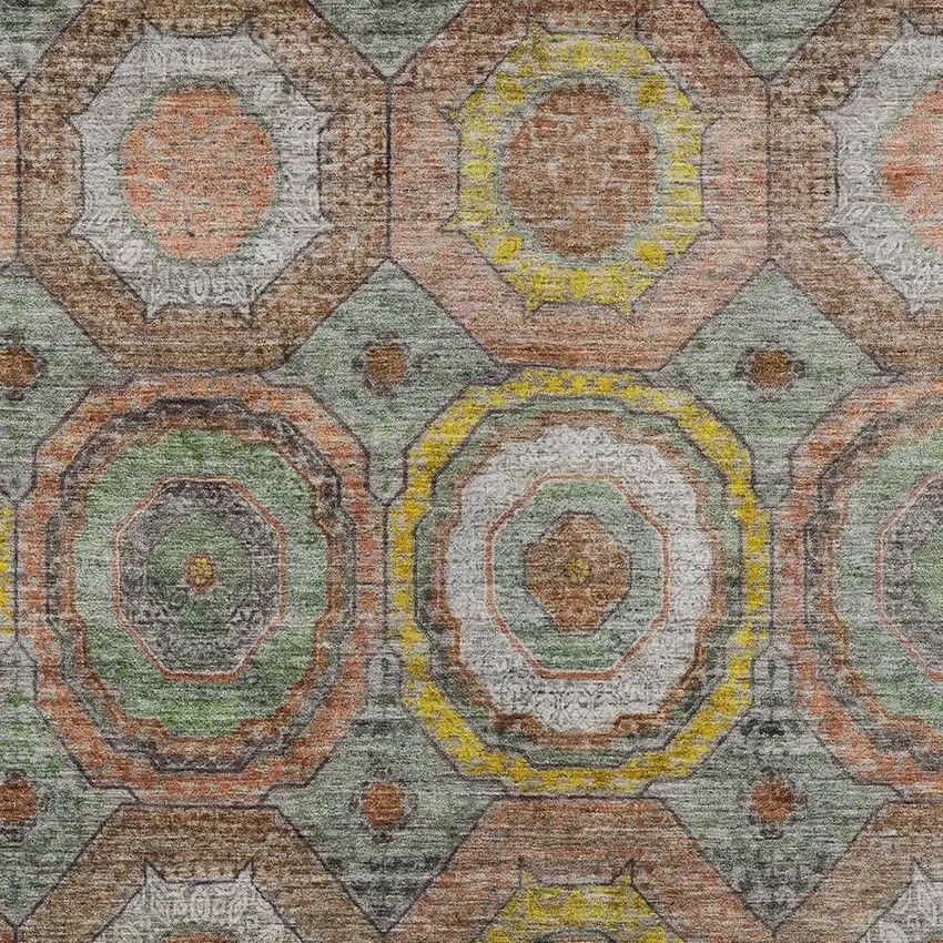 Sage Copper And Gold Geometric Washable Indoor Outdoor Area Rug Photo 3