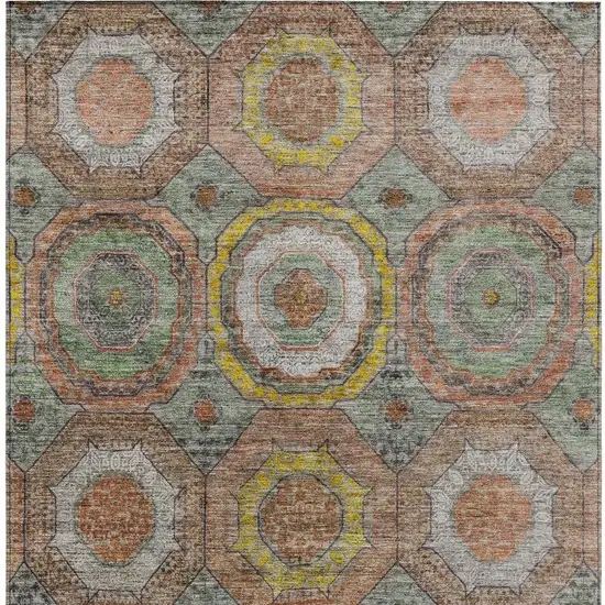 Sage Copper And Gold Geometric Washable Indoor Outdoor Area Rug Photo 4