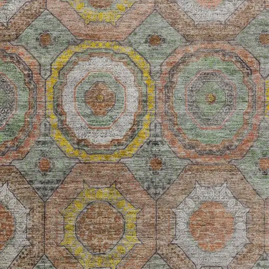 Sage Copper And Gold Geometric Washable Indoor Outdoor Area Rug Photo 8