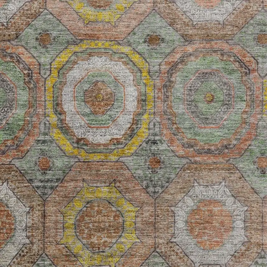 Sage Copper And Gold Geometric Washable Indoor Outdoor Area Rug Photo 8